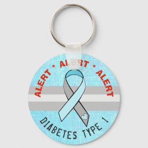 Diabetes Typ 1 Alert Nyckelring Awareness Ribbon