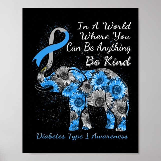 Diabetes Typ 1 Awareness Solros Elephant Be Ki Poster (Framsidan)