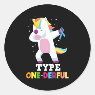 Diabetes typ 1 - diabetes T1D typ 1 - Derful Unico Runt Klistermärke