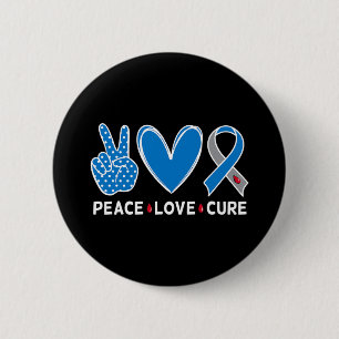 Diabetes Warrior Awareness Blue Peace Kärlek Cure Knapp