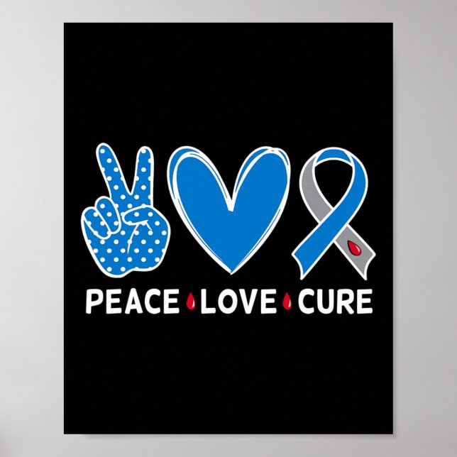 Diabetes Warrior Awareness Blue Peace Kärlek Cure  Poster (Framsidan)