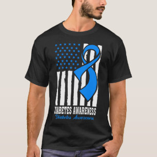 Diabetes Warrior Blue Ribbon T1D Typ 1-diabetes T Shirt