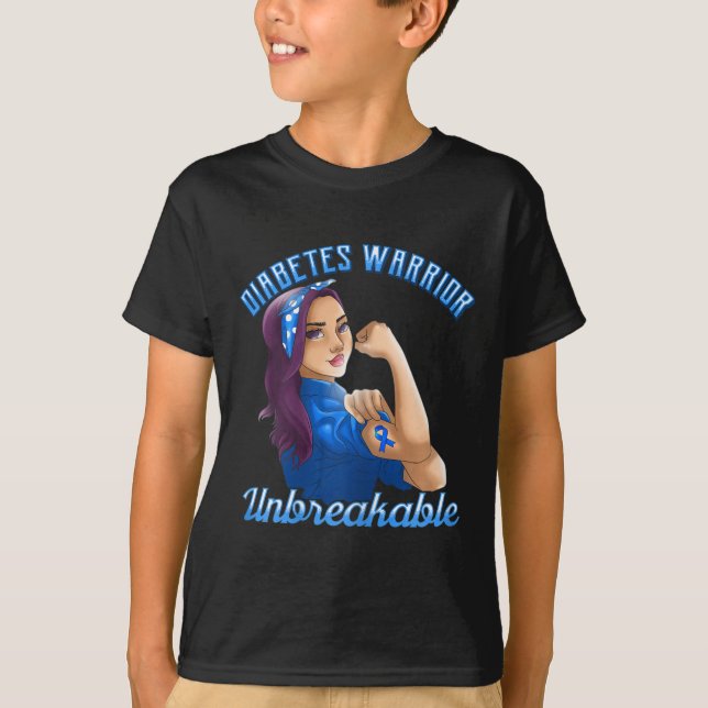 Diabetes Warrior! Diabetesmedvetandegörande för W T Shirt (Framsida)