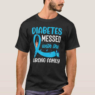 Diabetes Warrior Family Blue Ribbon Diabetes Awar T Shirt