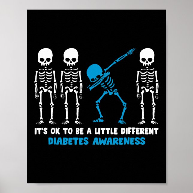 Diabetes Warrior Mamma-medvetandet Gift det är oke Poster (Framsidan)