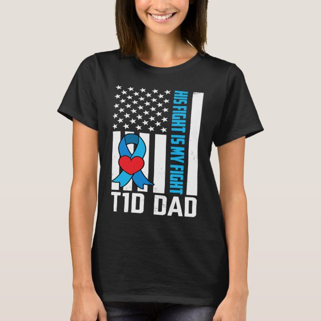 Diabetes Warrior T1D Dad American Flag Diabetes Aw T Shirt (Framsida)