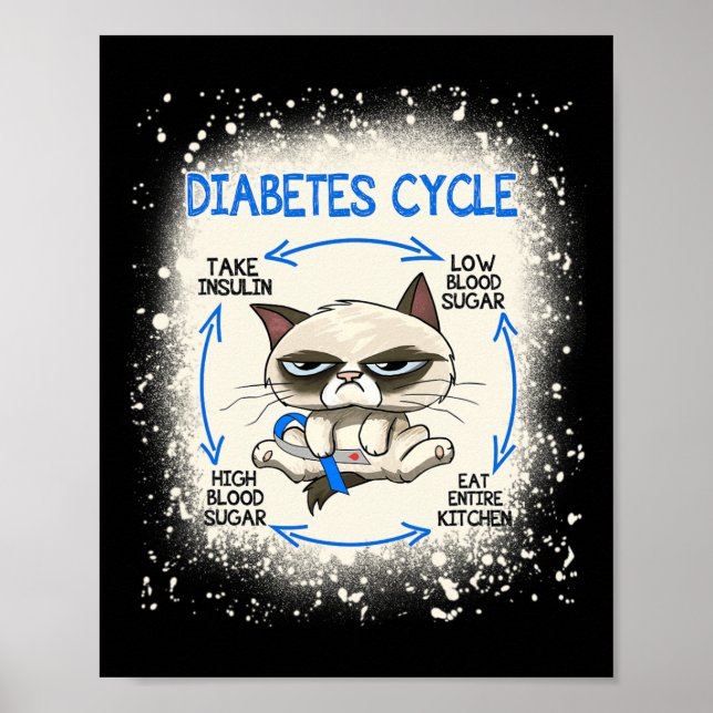 Diabetescykler Diabetes Awareness Roligt Kat Poster (Framsidan)