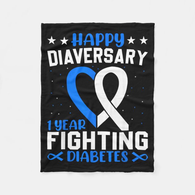 Diabeteskrigare - Glad Diaversary Diabetes Fleecefilt (Framsidan)