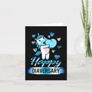 Diabetesmedvetande Lycklig Diaversary Unicorn Cute Kort