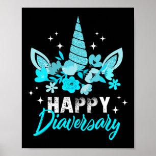 Diabetesmedvetande Lycklig Diaversary Unicorn Cute Poster