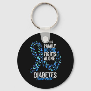 Diabetesmedvetande Månad Butterflies Blue Ribbon Nyckelring