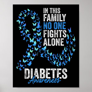 Diabetesmedvetande Månad Butterflies Blue Ribbon Poster