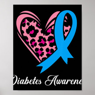 Diabetesmedvetande Månad Hjärtblått band Kvinnor m Poster