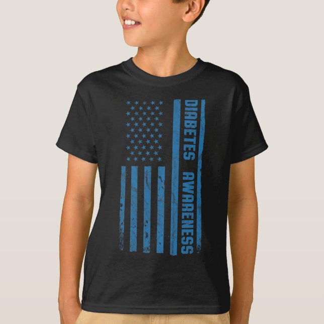 Diabetesmedvetande Månadens Vintage Amerikansk Fla T Shirt (Framsida)