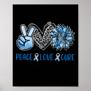 Diabetesmedvetande Peace Kärlek Cure Leopard Blue  Poster