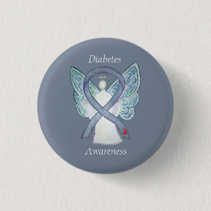 Diabetesmedvetande Ribbon Angel Anpassad Art Pin Knapp