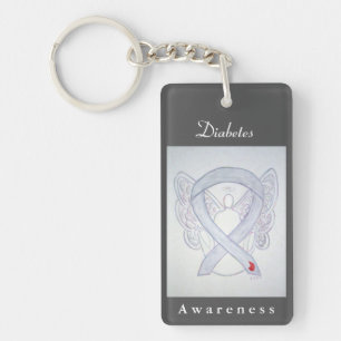 Diabetesmedvetande Ribbon Angel Art Keychains