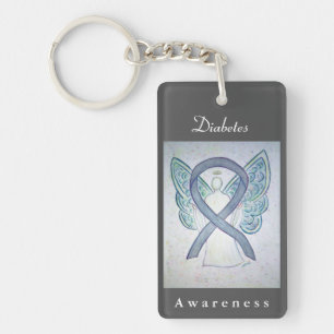 Diabetesmedvetande Ribbon Angel Nyckelring