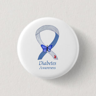 Diabetesmedvetande Ribbon Butterfly Pin Buttons Knapp