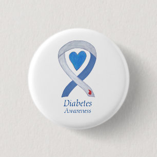 Diabetesmedvetande Ribbon Heart Anpassningsbar Pin Knapp
