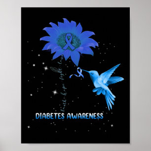 Diabetesmedvetande Solros Älskare Hummingbird Rib Poster