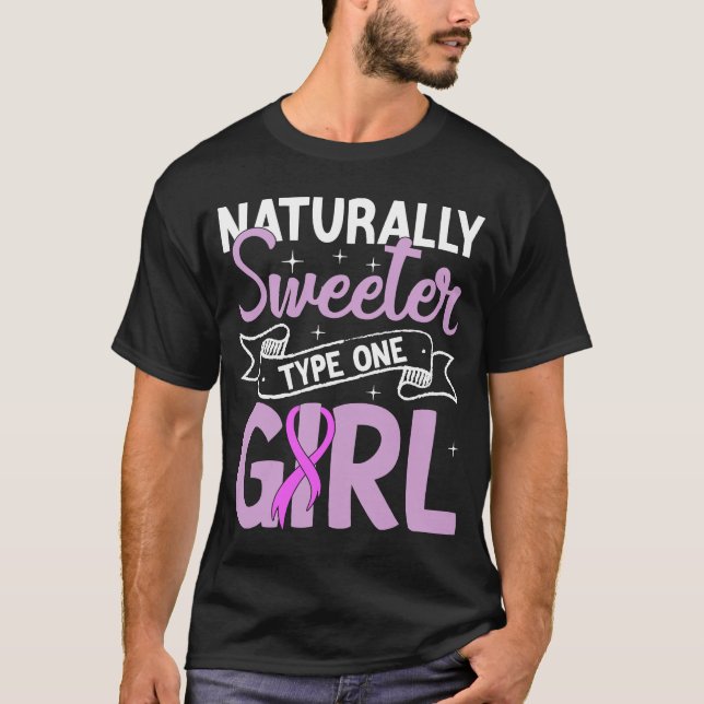 Diabetesmedvetande Sweeter Type One Girl T Shirt (Framsida)