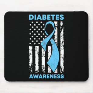 Diabetesmedvetenhet Amerikanska Flagga Blue Ribbon Musmatta