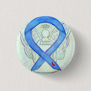 Diabetesmedvetenhet Ribbon Angel Anpassningsbar La Knapp