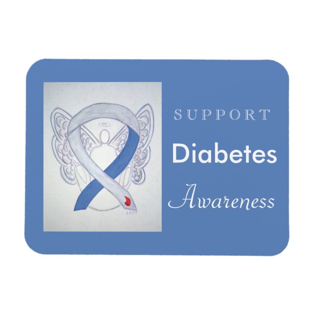 Diabetesmedvetenhet Ribbon Angel Anpassningsbar Ma Magnet (Horisontell)