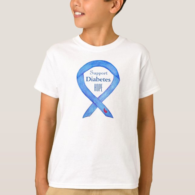 Diabetesmedvetenhet Ribbon Anpassningsbar Art Shir T Shirt (Framsida)