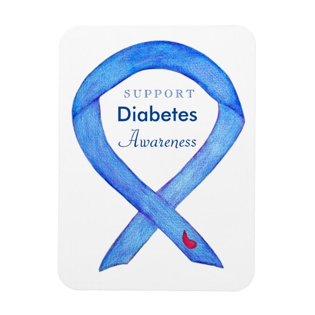 Diabetesmedvetenhet Ribbon Art Anpassningsbar Frid Magnet (Vertikal)