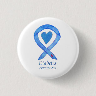 Diabetesmedvetenhet Ribbon Heart Anpassningsbar Bu Knapp