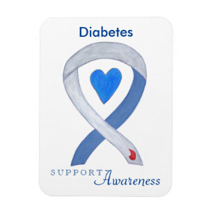Diabetesmedvetenhet Ribbon Heart Fridge Magnets Magnet
