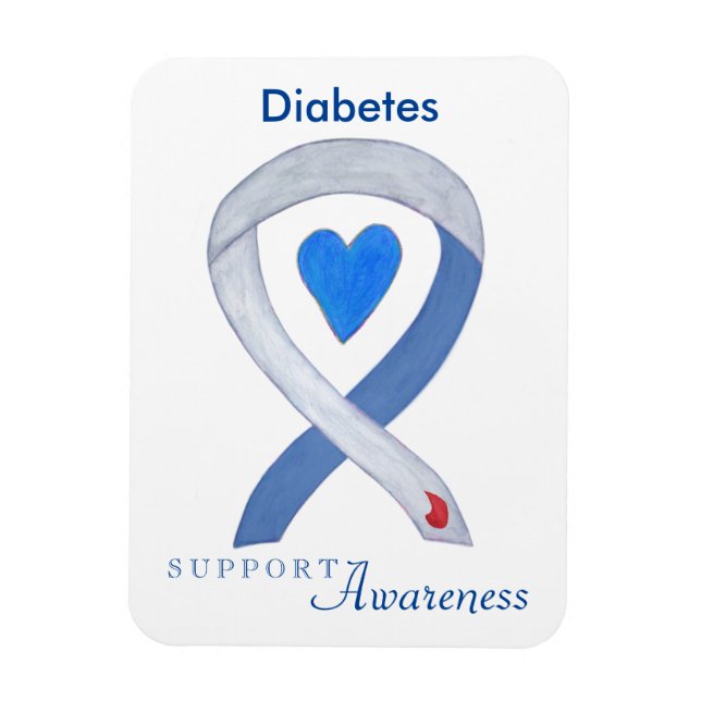 Diabetesmedvetenhet Ribbon Heart Fridge Magnets Magnet (Vertikal)