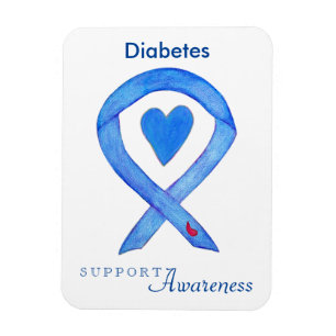 Diabetesmedvetenhet Ribbon Heart Fridge Magnets Magnet