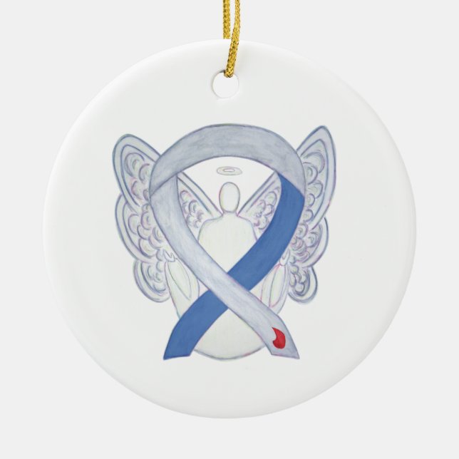 Diabetesmedvetenhet Ribbon IDDM Angel Ornaments Julgransprydnad Keramik (Framsidan)