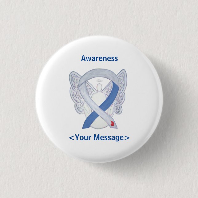 Diabetesmedvetenhet Ribbon IDDM Angel Pin Knapp (Framsida)