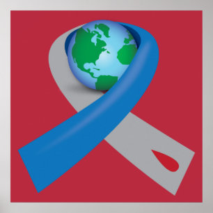 Diabetesmedvetenhet Ribbon Värld runt Poster