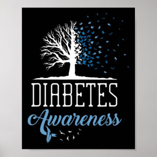 Diabetesmedvetenhets månad Vintage Fjäril T1 T2 Poster