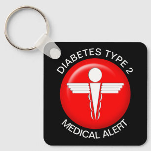 Diabetesvarningskedja av typ 2 nyckelring