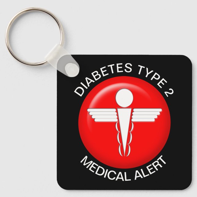 Diabetesvarningskedja av typ 2 nyckelring (Framsida)