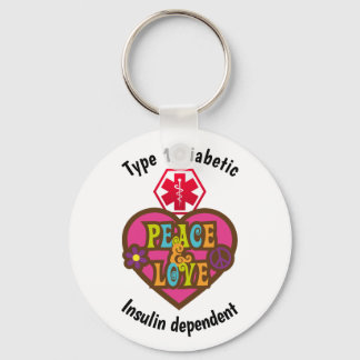 Diabetesvarningstyp 1 eller 2 Anpassa hjärtat Nyckelring