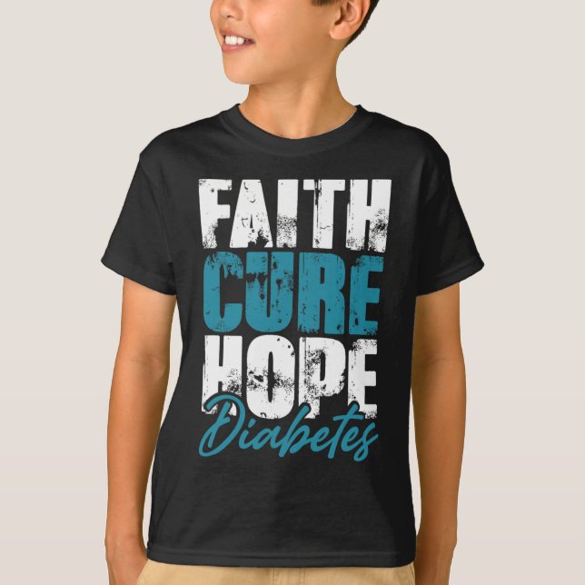 Diabetic Warrior Gift Faith Cure Hope Diabetes Awa T Shirt (Framsida)