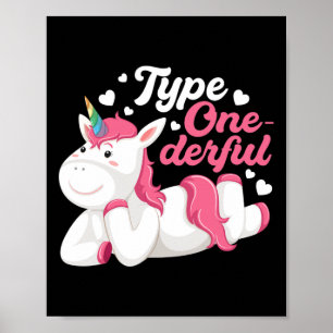 Diabetiker för typ Onederful Unicorn Diabetes Awar Poster