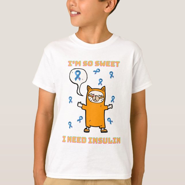 Diabetiker + katt t shirt (Framsida)