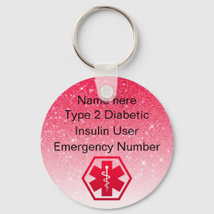 Diabetiker - Personlig av typ 1 eller 2 Nyckelring