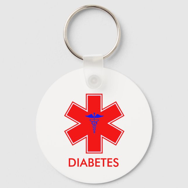 Diabetikervarning - Nyckelkedja / Märkre - Grundlä Nyckelring (Framsida)
