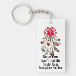 Diabetisk Dream Catcher medicinsk varning av typ 1 Nyckelring