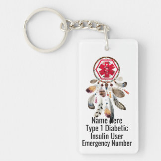 Diabetisk Dream Catcher medicinsk varning av typ 1 Nyckelring
