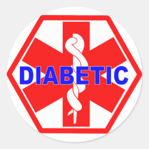 DIABETISK MEDICINSK ID-MÄRKRE RUNT KLISTERMÄRKE